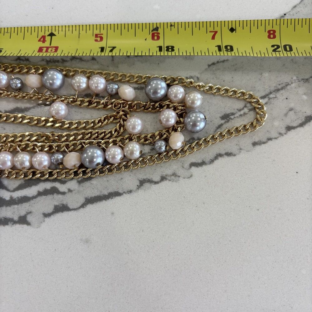 NEW Faux Pearl Beaded Necklace Earring Set Gold Tone Pink NWT Mom Wife Gift Glam - Picture 5 of 8